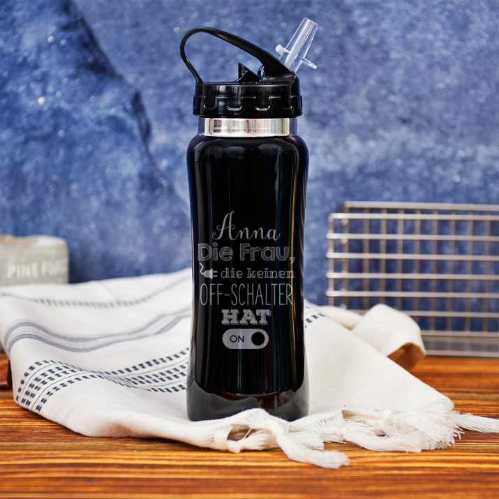 Ohne Off-Schalter - Trinkflasche mit Gravur