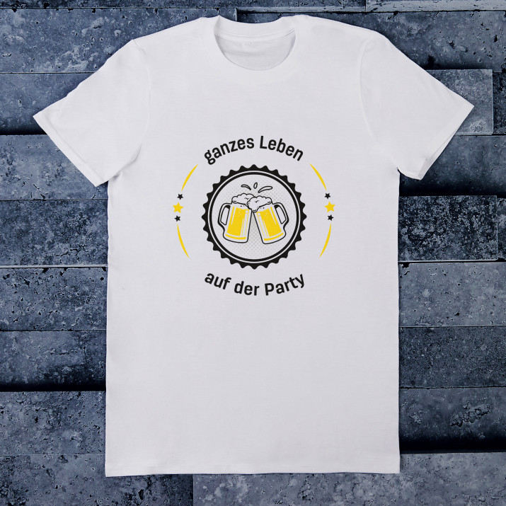 Ganzes Leben auf der Party - T-Shirt mit Aufdruck für Herren