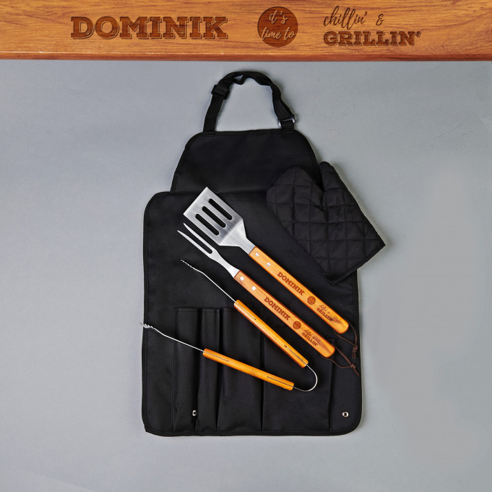 Chillin` & grillin` - Grillbesteck mit Grillschürze