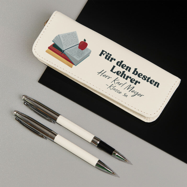 Für den besten Lehrer - Schreibset im Lederetui