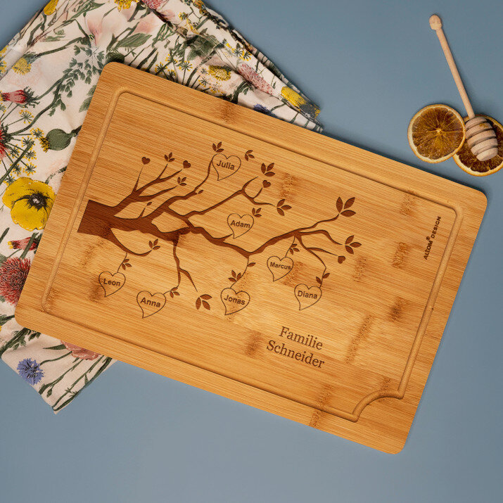 Familienstammbaum - Schneidebrett mit Gravur