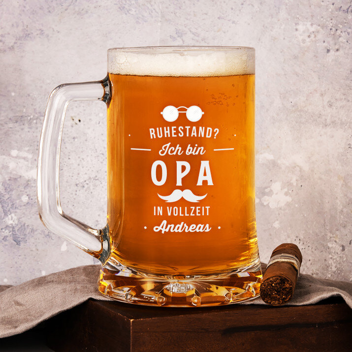 Opa in Vollzeit - personalisierter Bierkrug