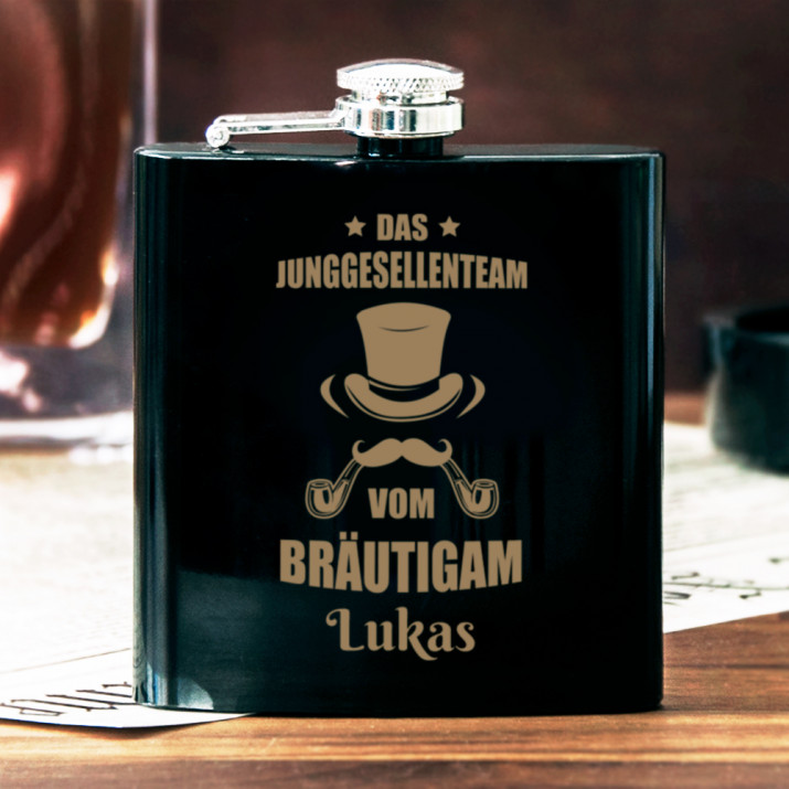 Junggesellenteam - Flachmann mit Gravur
