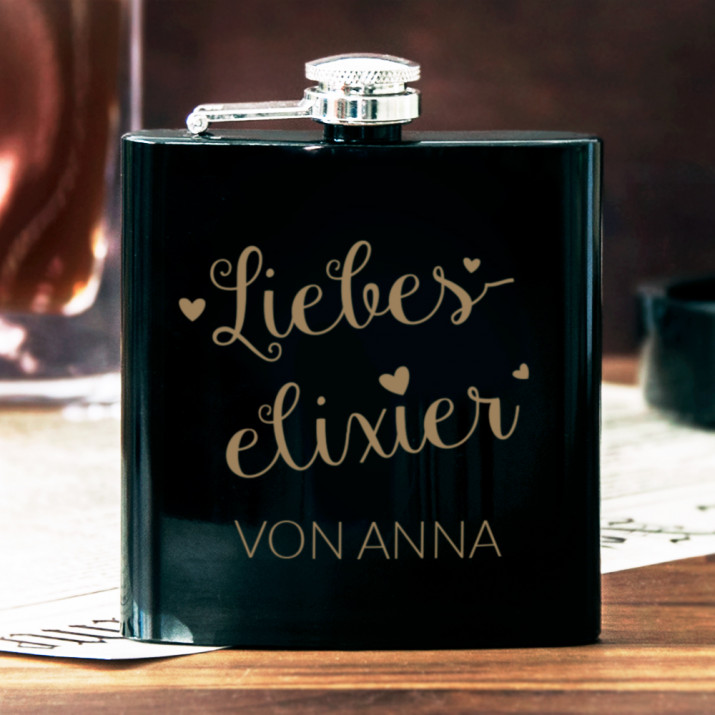Liebeselixier - Flachmann mit Gravur