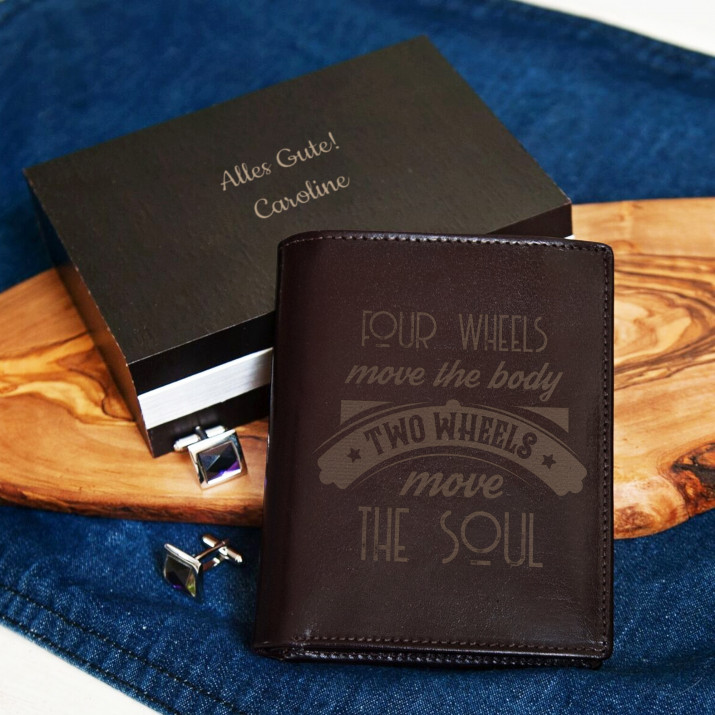 Four wheels - Leder Portemonnaie für Herren