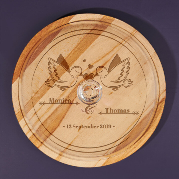 Tauben - Glasglocke mit Gravur