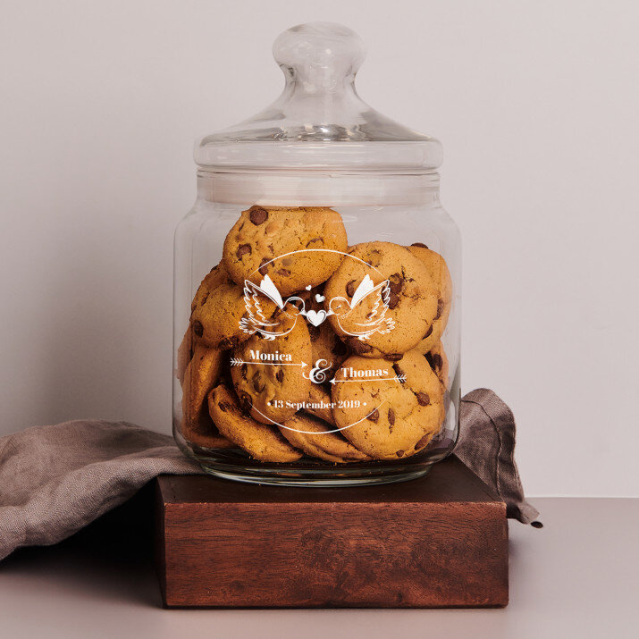 Tauben - Keksglas mit Gravur