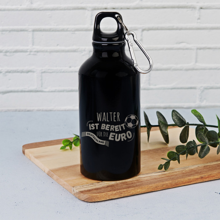 Bereit für die Euro - Wasserflasche 0,4l mit Karabinerhaken