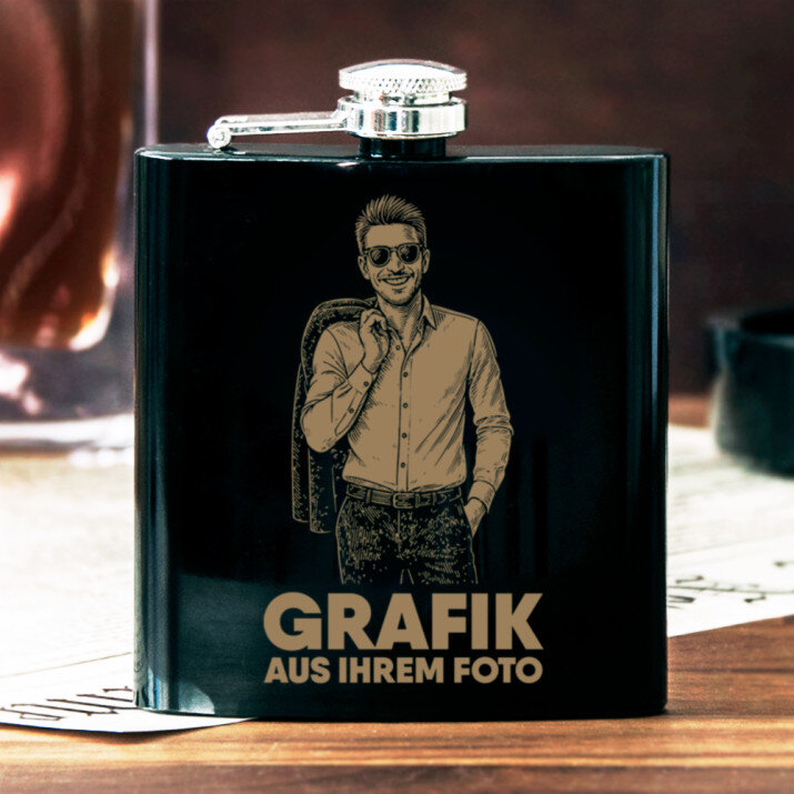 Grafik aus Ihrem Foto - Flachmann mit Gravur
