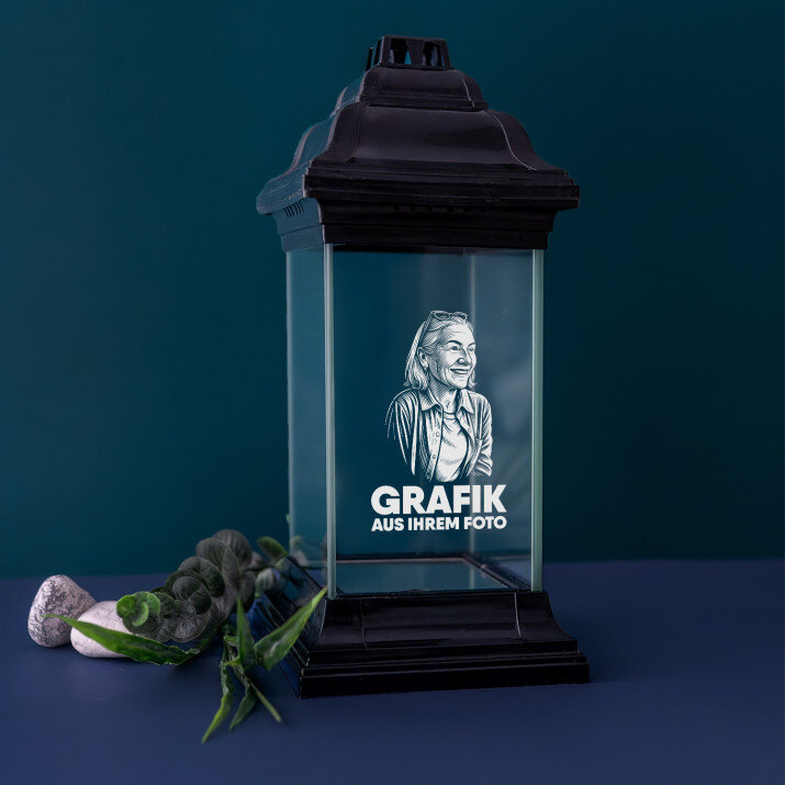 Grafik aus Ihrem Foto - Schwarze Grablaterne Grafik aus Ihrem Foto - Schwarze Grablaterne