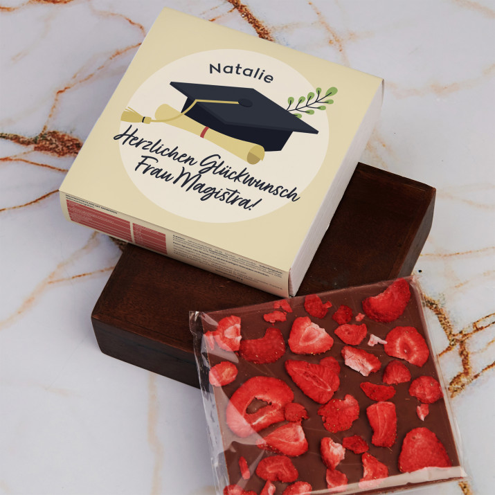 Herzlichen Glückwunsch Magister - Schokolade mit Erdbeeren