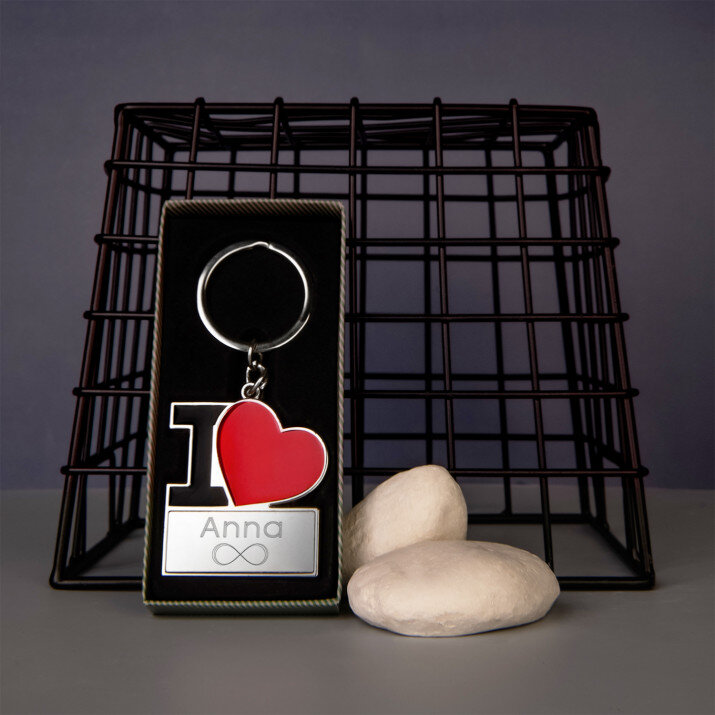 Name + unendlichkeitszeichen - Schlüsselanhänger I LOVE