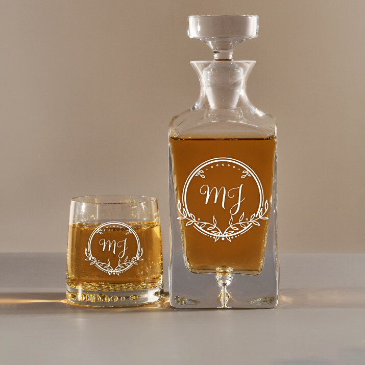 Initialen 2 - Set: und Whiskygläser mit Gravur
