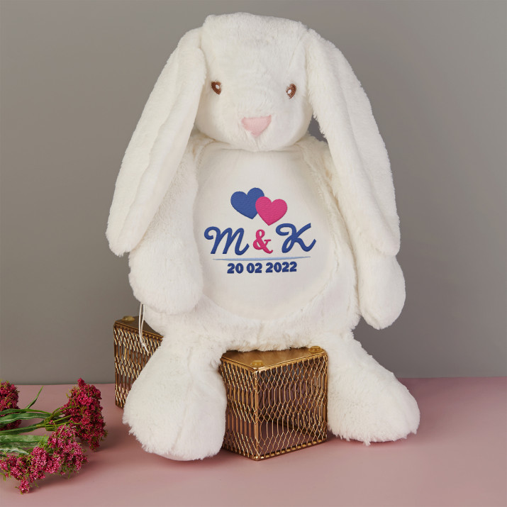 Initialen + Datum - Maskottchen mit Stickerei