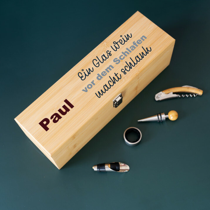 Ein Gläschen - Weinkiste mit Zubehör