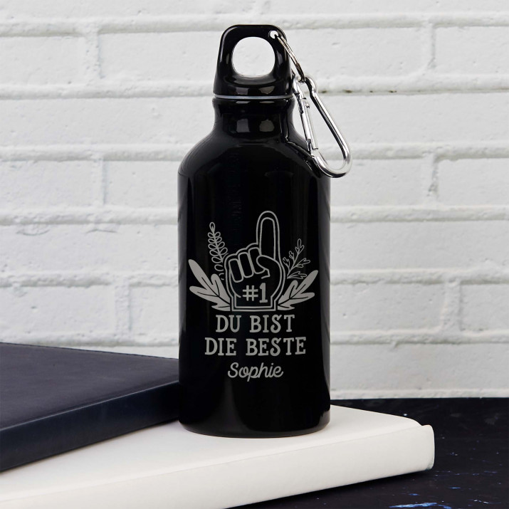 Du bist die Beste - Wasserflasche 0,5l mit Karabinerhaken