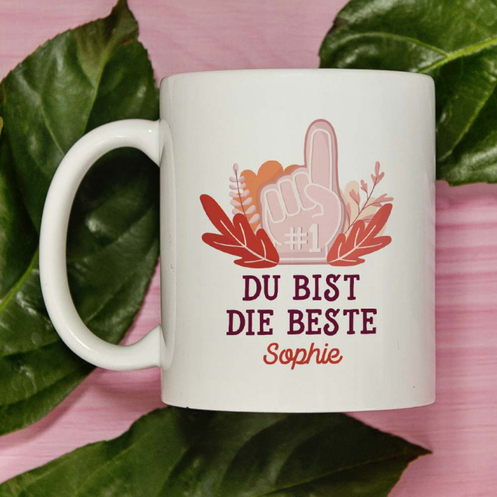 Du bist die Beste - personalisierte Tasse