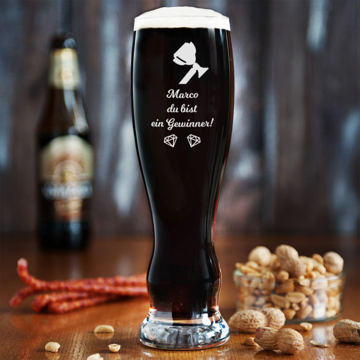 Gewinner - Bierglas mit Gravur