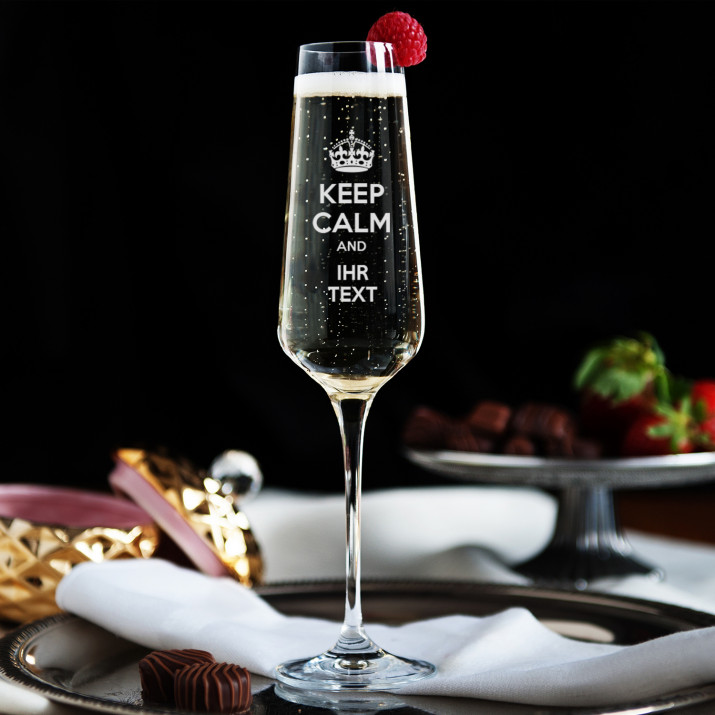 Keep calm - Sektglas mit Gravur