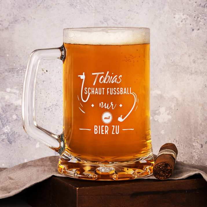 Fußball nur mit Bier zu - Personalisierter Bierkrug