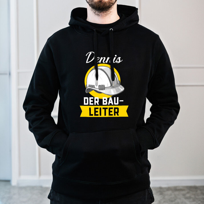 Bauleiter - Schwarzer Kapuzenpullover für Herren