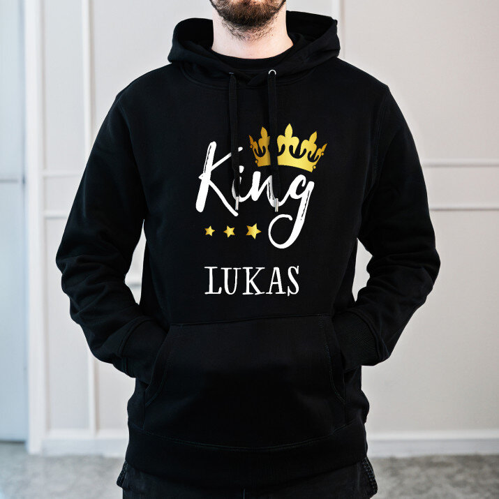 King - Schwarzer Kapuzenpullover für Herren