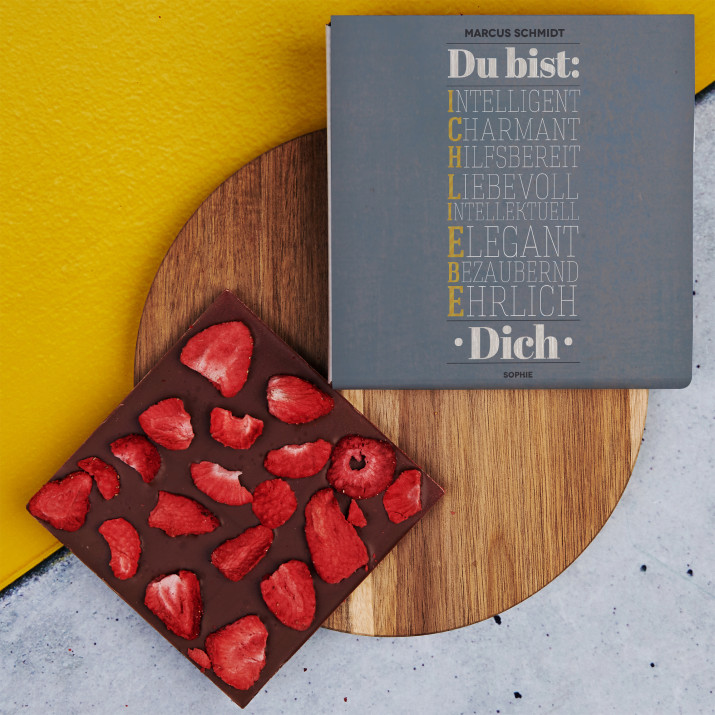 Ich liebe Dich - Schokolade mit Erdbeeren