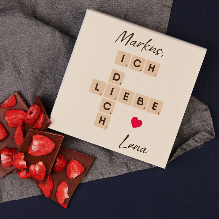 ich liebe Dich Scrabble - Schokolade mit Erdbeeren ich liebe Dich Scrabble - Schokolade mit Erdbeeren