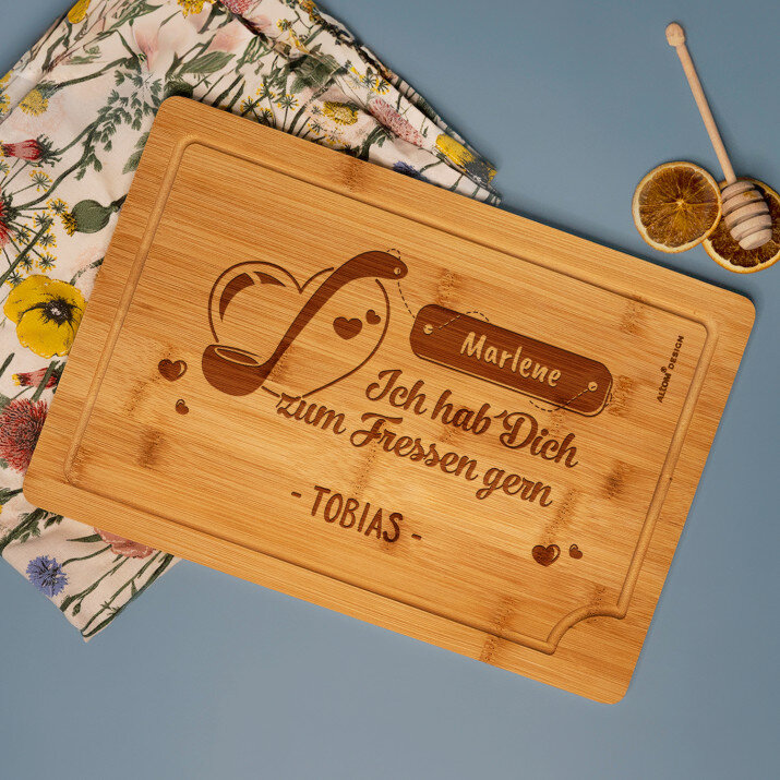 Ich hab` Dich zum Fressen gern - Schneidebrett mit Gravur