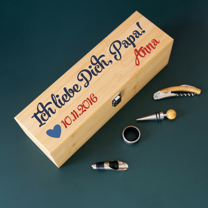 Papa ich liebe Dich - Weinkiste mit Zubehör