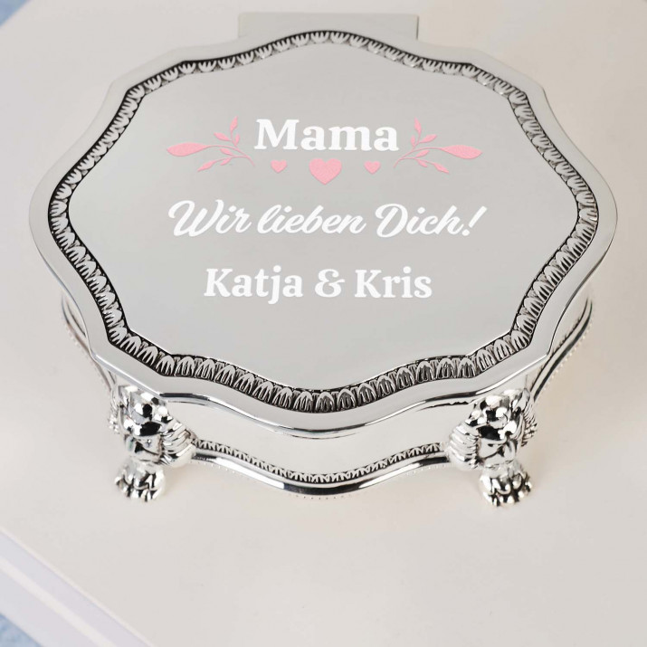 Wir lieben unsere Mama - Silbernes Schmuckkästchen