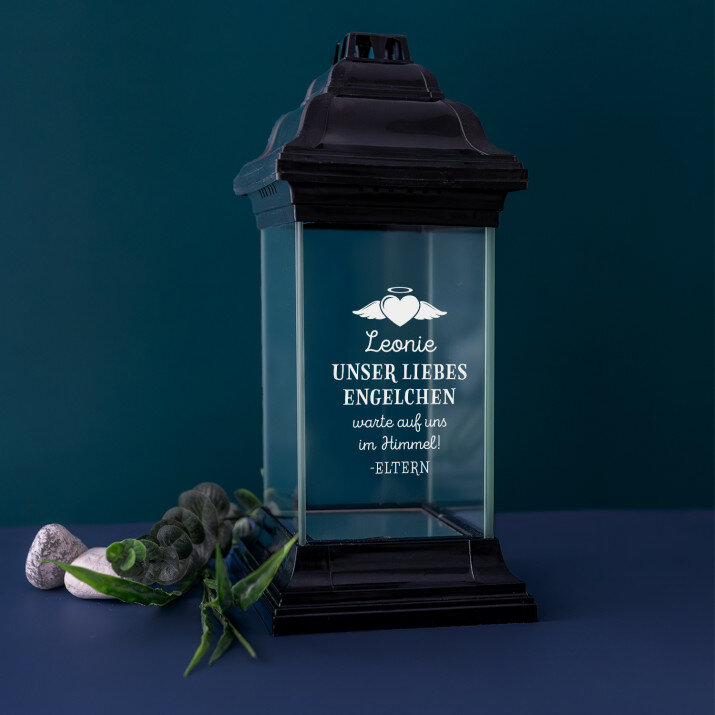 Unser liebes Engelchen - Schwarze Grablaterne