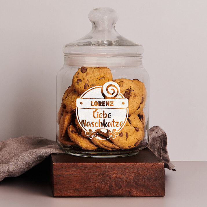 Liebe Naschkatze - Keksglas mit Gravur