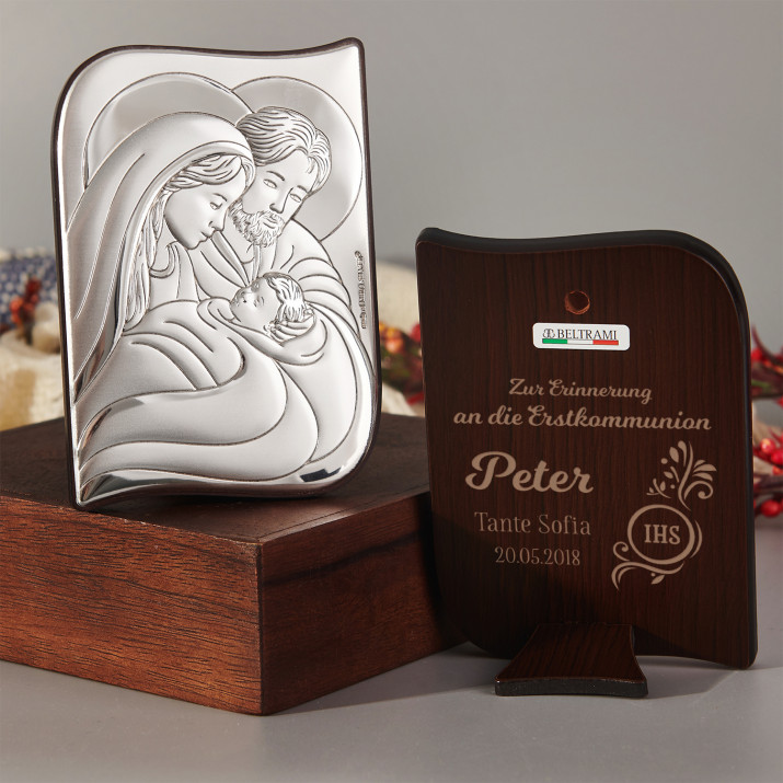 Erstkommunion - Heilige Familie - Silbernes Bild mit Gravur Erstkommunion - Heilige Familie - Silbernes Bild mit Gravur