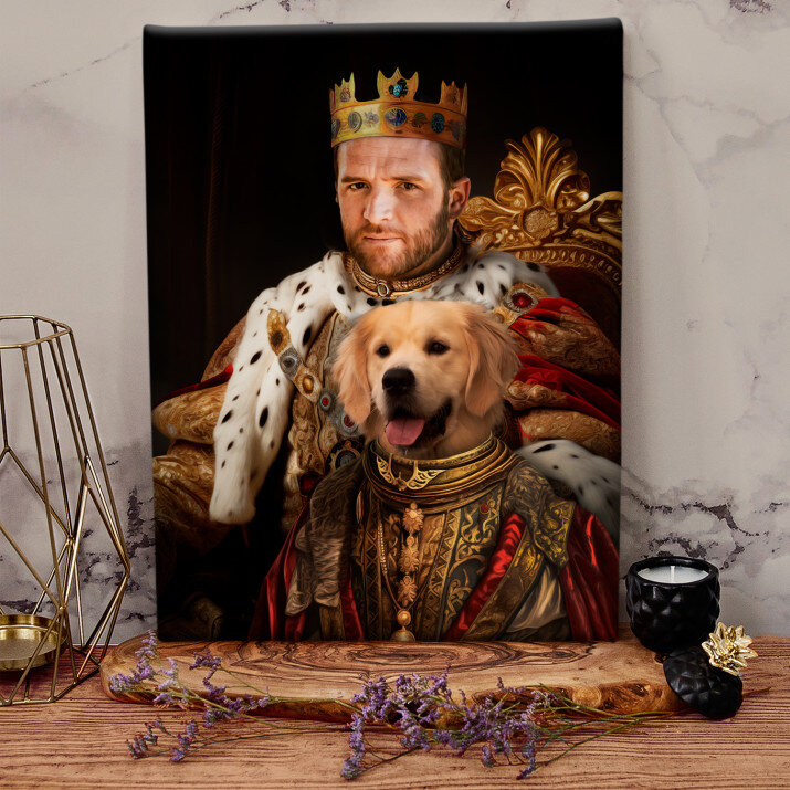 König mit Haustier - Königliches Porträt
