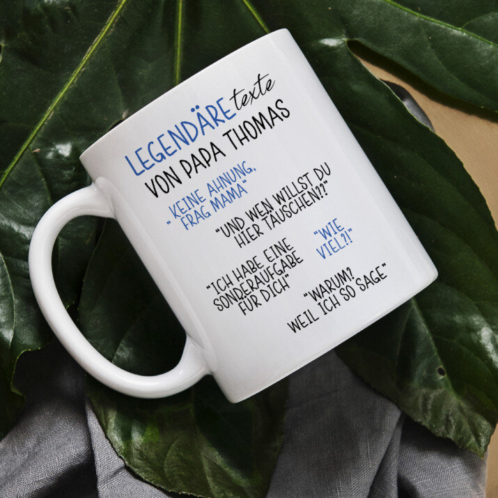 Papas legendäre Texte - Personalisierte Tasse