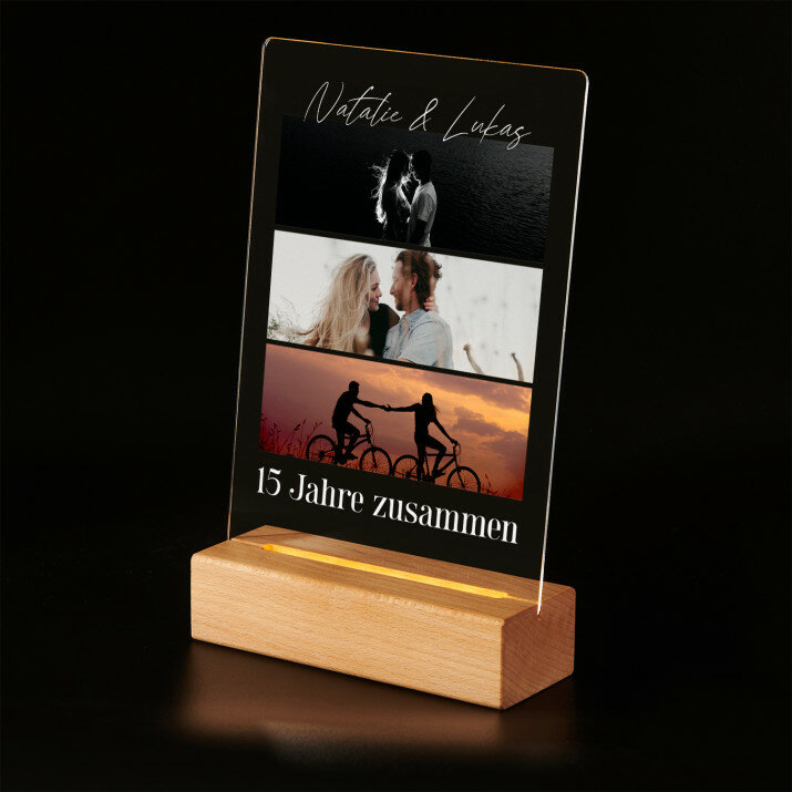 Jahre zusammen - Druck auf Acrylglas mit LED Beleuchtung