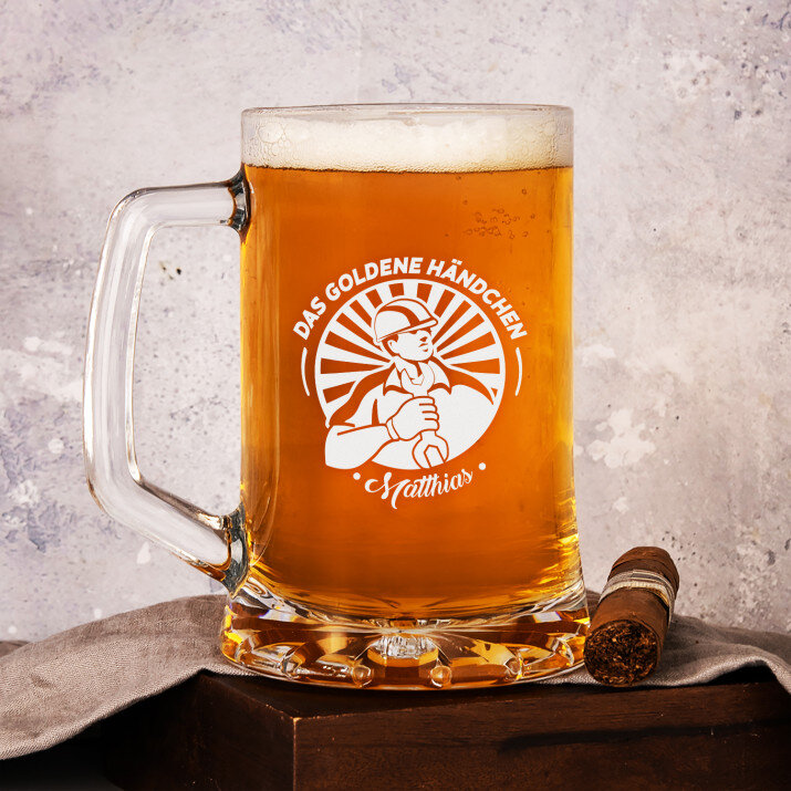 Goldenes Händchen - personalisierter Bierkrug