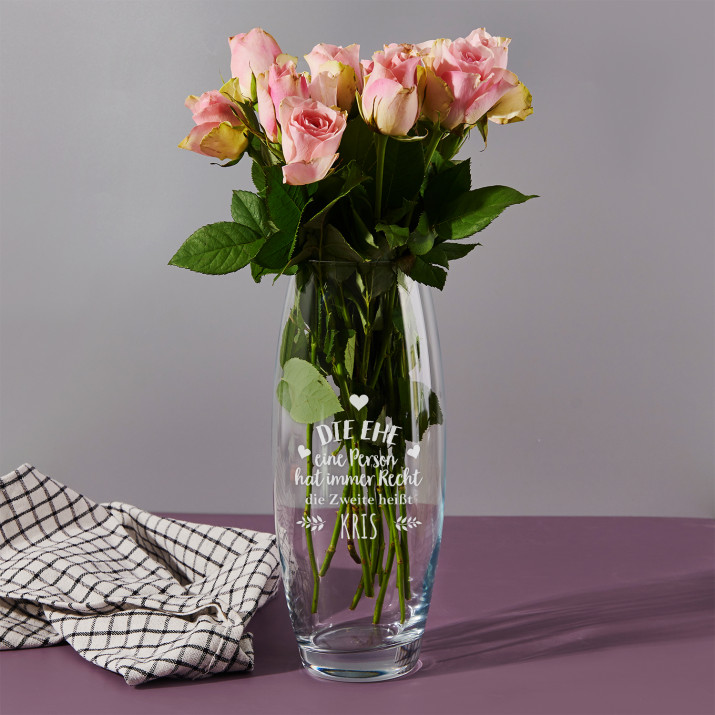 Ehe - Glasvase mit Gravur