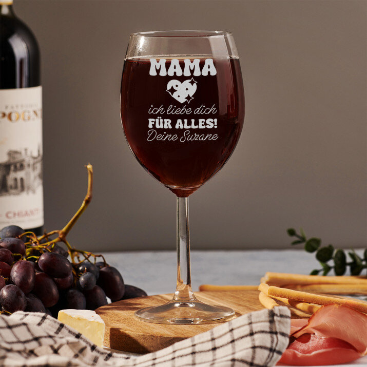mama, ich liebe dich für alles - Weinglas mit Gravur mama, ich liebe dich für alles - Weinglas mit Gravur