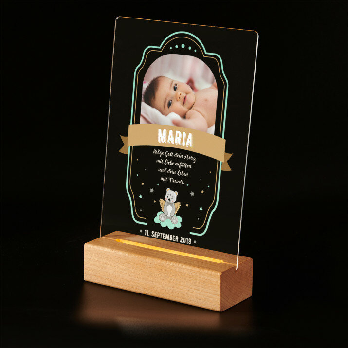 Bär Engelchen - Druck auf Acrylglas mit LED Beleuchtung