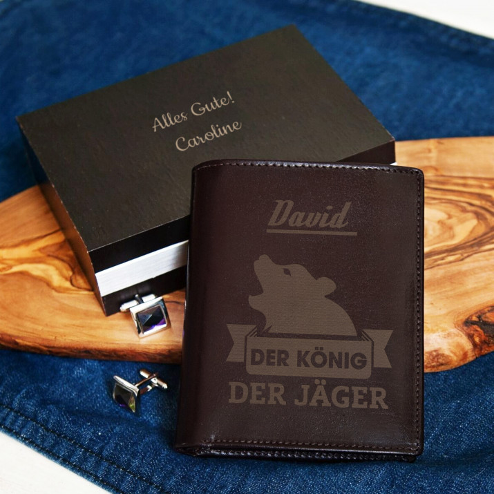 König der Jäger - Leder Portemonnaie für Herren