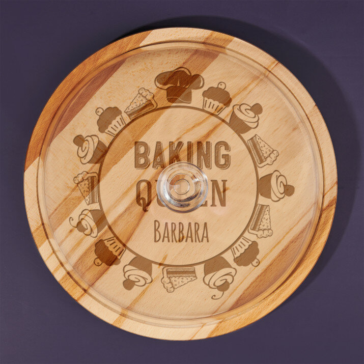 Baking Queen - Glasglocke mit Gravur