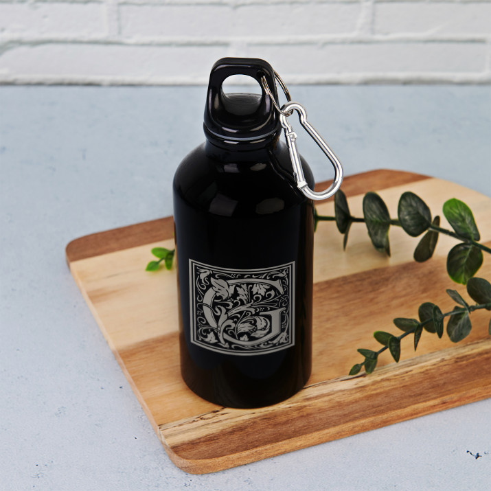 Monogramm - Wasserflasche 0,5l mit Karabinerhaken