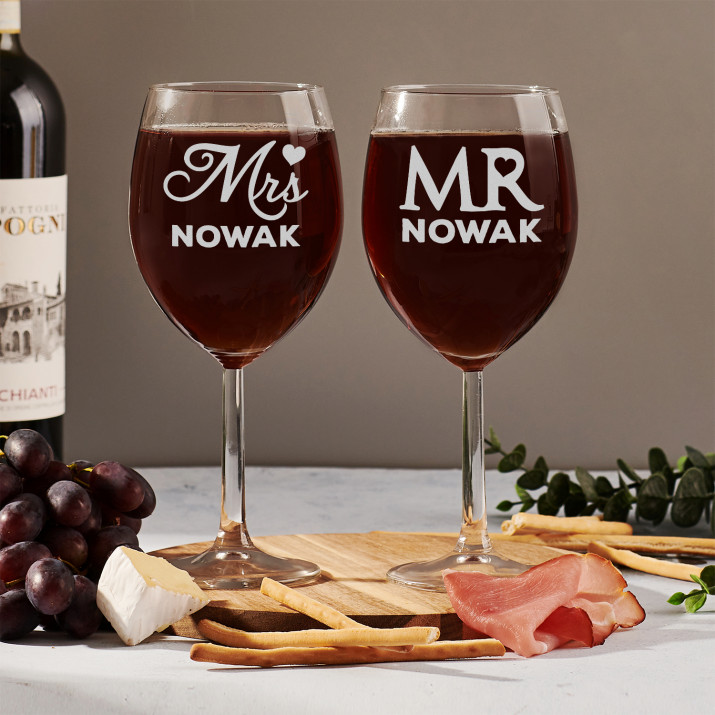 Mr & Mrs - zwei Weingläser mit Gravur