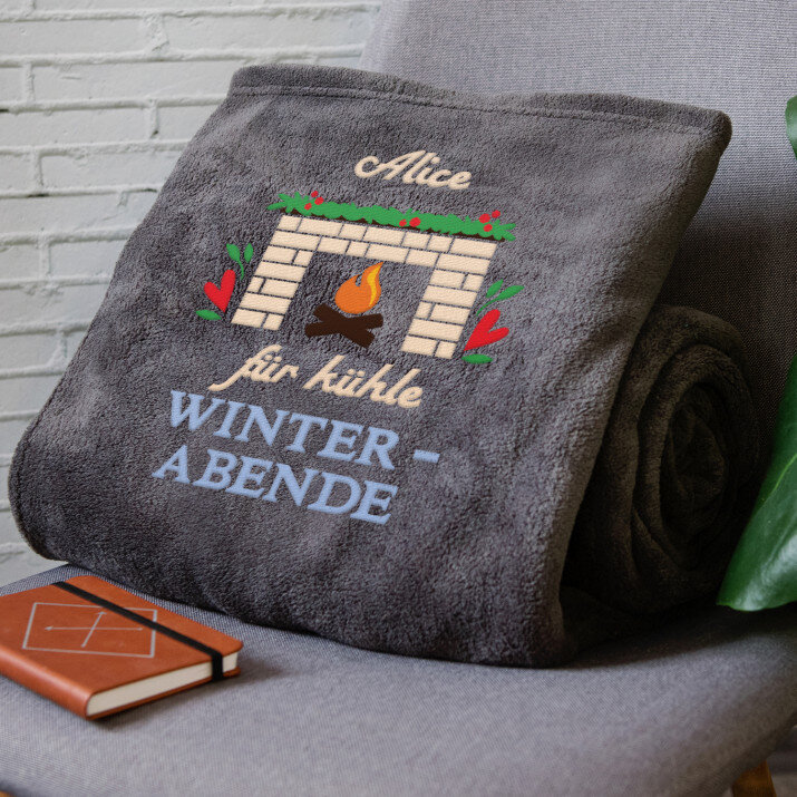 für kühle Winterabende - Decke mit Stickerei