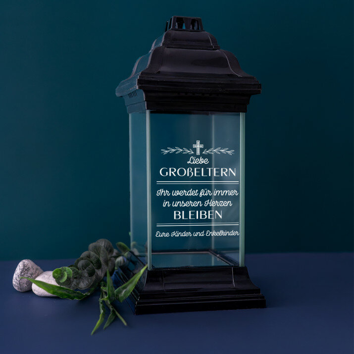 Für immer in unseren Herzen - Schwarze Grablaterne