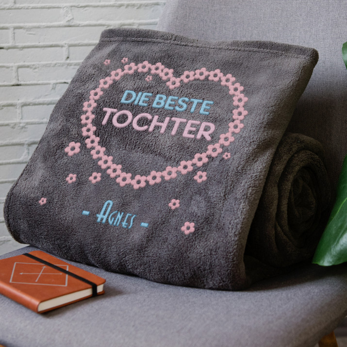 Beste Tochter - Decke mit Stickerei