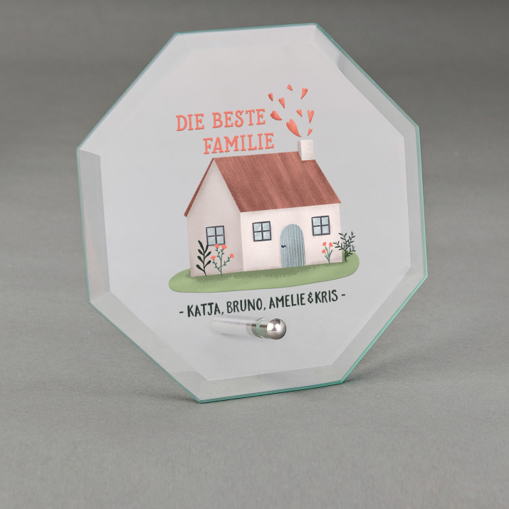 Beste Familie - Glastrophäe mit Aufdruck