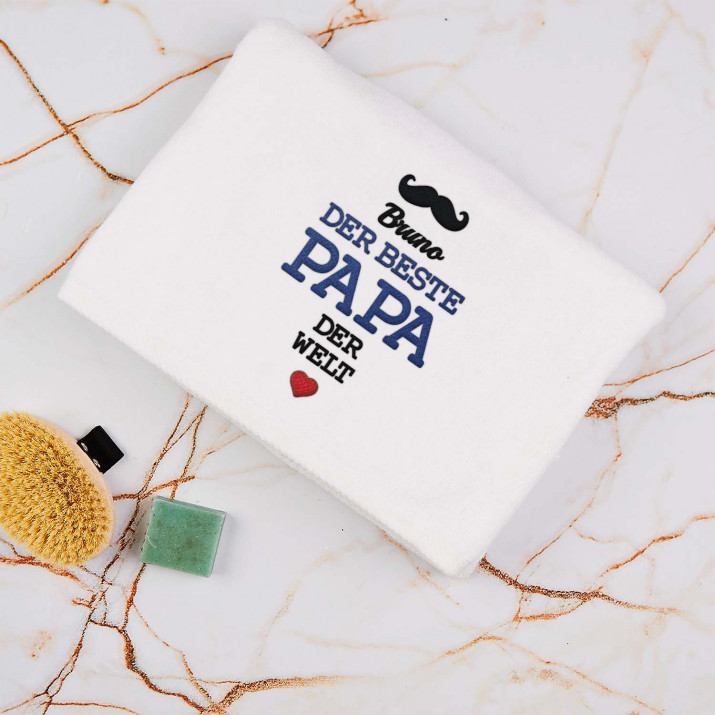 Bester Papa der Welt - Handtuch mit Stickerei Bester Papa der Welt - Handtuch mit Stickerei